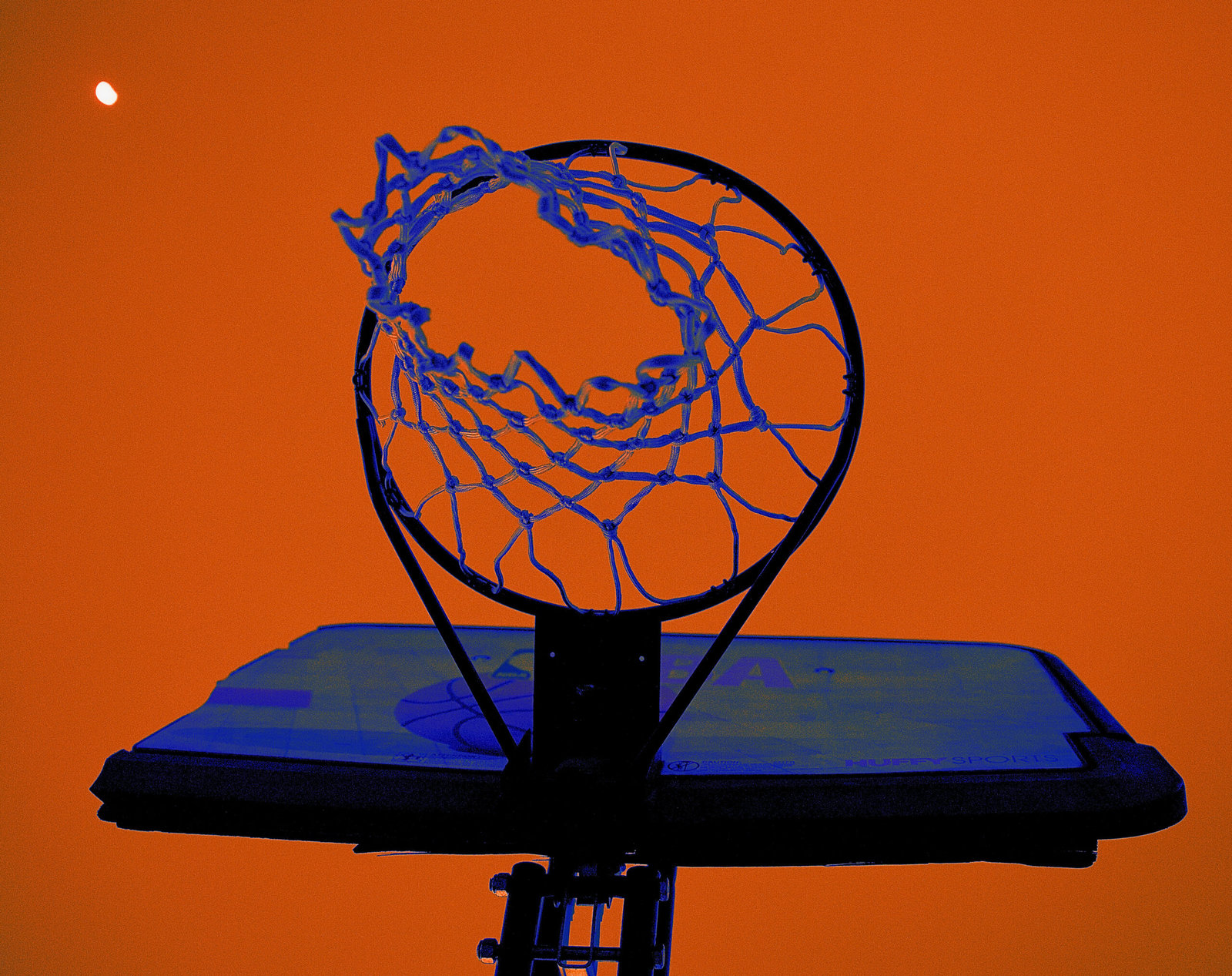 basketball net in orange and blue